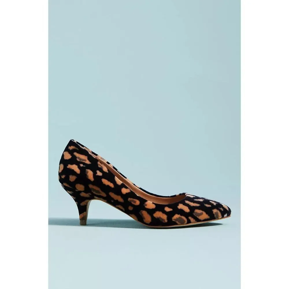 Anthropologie Abstract Velvet Kitten Heels NWT Size US 9.5 EU 40.5 - Picture 2 of 8